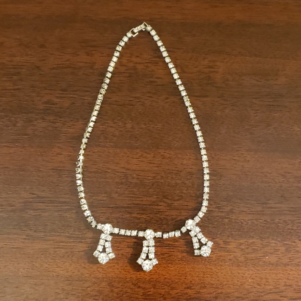 Vintage rhinestone necklace clear costume jewelery